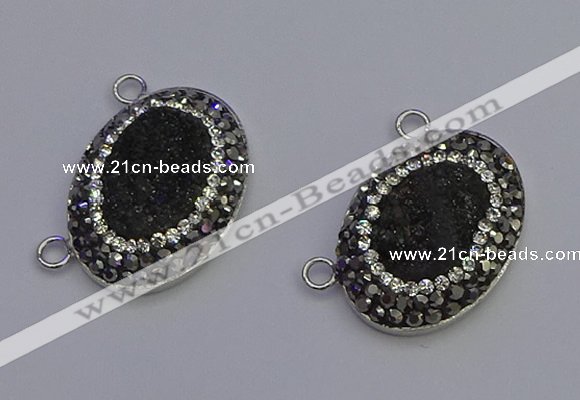 NGC5491 18*25mm oval plated druzy agate gemstone connectors