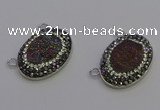 NGC5493 18*25mm oval plated druzy agate gemstone connectors