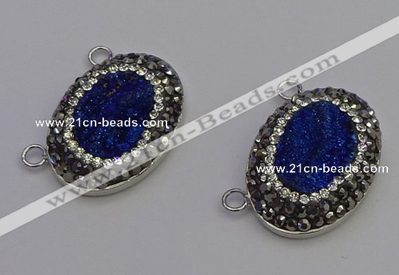 NGC5495 18*25mm oval plated druzy agate gemstone connectors