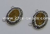 NGC5496 18*25mm oval plated druzy agate gemstone connectors