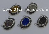 NGC5498 18*25mm oval plated druzy agate gemstone connectors