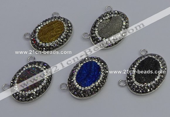 NGC5498 18*25mm oval plated druzy agate gemstone connectors