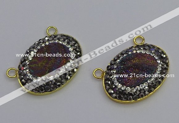 NGC5503 18*25mm oval plated druzy agate gemstone connectors