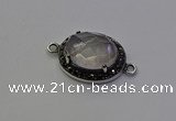 NGC5525 16*20mm oval rose quartz connectors wholesale