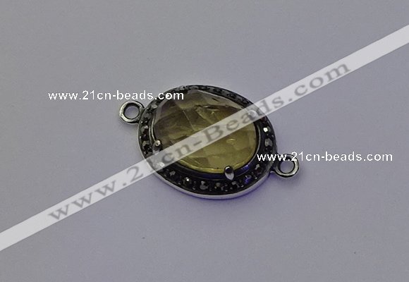 NGC5532 16*20mm oval lemon quartz connectors wholesale