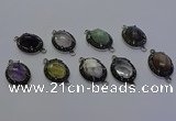 NGC5545 16*20mm oval mixed gemstone connectors wholesale