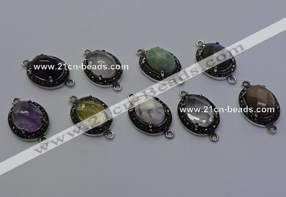 NGC5545 16*20mm oval mixed gemstone connectors wholesale