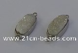 NGC5548 10*22mm - 12*25mm freeform plated druzy quartz connectors