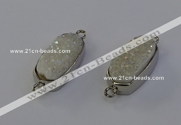 NGC5548 10*22mm - 12*25mm freeform plated druzy quartz connectors