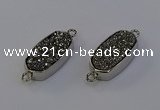 NGC5549 10*22mm - 12*25mm freeform plated druzy quartz connectors