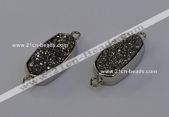 NGC5549 10*22mm - 12*25mm freeform plated druzy quartz connectors