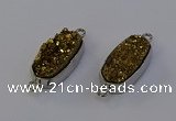 NGC5550 10*22mm - 12*25mm freeform plated druzy quartz connectors