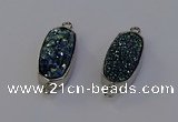 NGC5551 10*22mm - 12*25mm freeform plated druzy quartz connectors