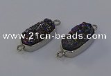 NGC5552 10*22mm - 12*25mm freeform plated druzy quartz connectors