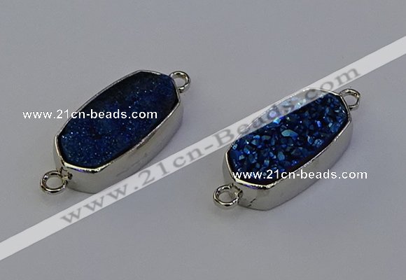 NGC5553 10*22mm - 12*25mm freeform plated druzy quartz connectors