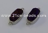 NGC5554 10*22mm - 12*25mm freeform plated druzy quartz connectors