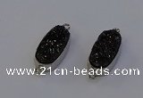 NGC5555 10*22mm - 12*25mm freeform plated druzy quartz connectors