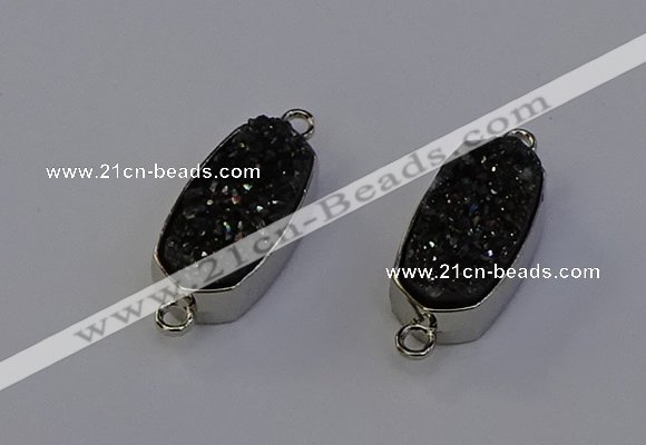 NGC5555 10*22mm - 12*25mm freeform plated druzy quartz connectors