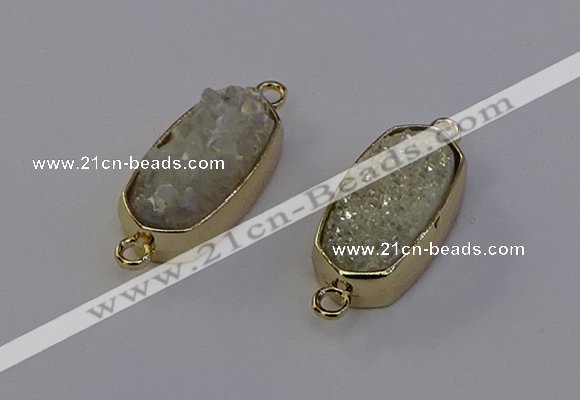 NGC5559 10*22mm - 12*25mm freeform plated druzy quartz connectors