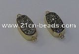 NGC5560 10*22mm - 12*25mm freeform plated druzy quartz connectors