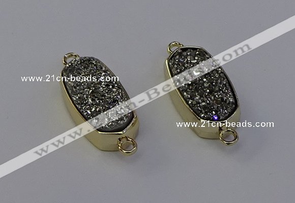 NGC5560 10*22mm - 12*25mm freeform plated druzy quartz connectors