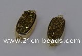 NGC5561 10*22mm - 12*25mm freeform plated druzy quartz connectors