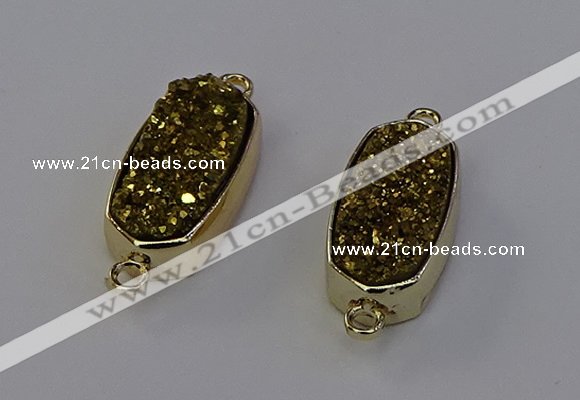 NGC5561 10*22mm - 12*25mm freeform plated druzy quartz connectors