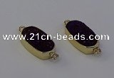 NGC5565 10*22mm - 12*25mm freeform plated druzy quartz connectors