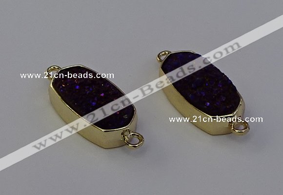 NGC5565 10*22mm - 12*25mm freeform plated druzy quartz connectors