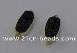 NGC5566 10*22mm - 12*25mm freeform plated druzy quartz connectors