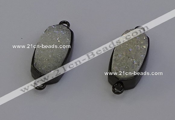 NGC5570 10*22mm - 12*25mm freeform plated druzy quartz connectors