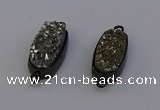 NGC5571 10*22mm - 12*25mm freeform plated druzy quartz connectors