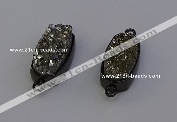 NGC5571 10*22mm - 12*25mm freeform plated druzy quartz connectors