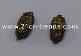 NGC5572 10*22mm - 12*25mm freeform plated druzy quartz connectors