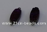 NGC5576 10*22mm - 12*25mm freeform plated druzy quartz connectors