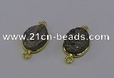 NGC5582 12*16mm oval plated druzy agate connectors wholesale