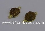 NGC5583 12*16mm oval plated druzy agate connectors wholesale