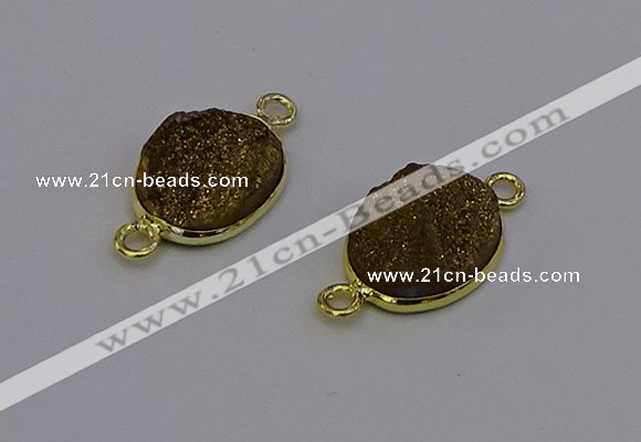 NGC5583 12*16mm oval plated druzy agate connectors wholesale