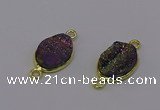 NGC5586 12*16mm oval plated druzy agate connectors wholesale
