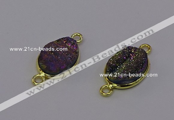 NGC5586 12*16mm oval plated druzy agate connectors wholesale