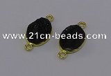 NGC5589 12*16mm oval plated druzy agate connectors wholesale