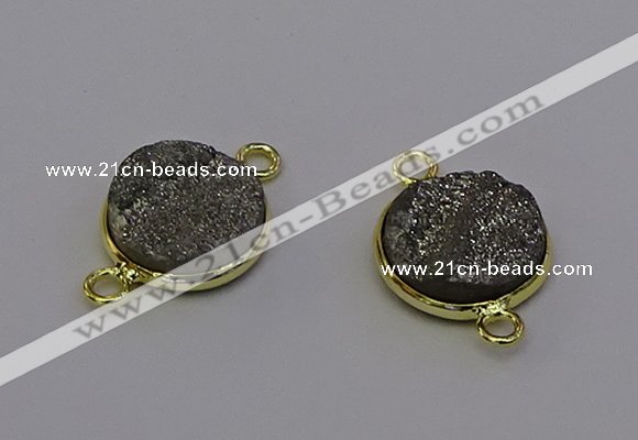 NGC5594 15mm - 16mm coin plated druzy agate connectors wholesale