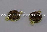 NGC5595 15mm - 16mm coin plated druzy agate connectors wholesale