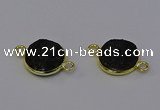 NGC5601 15mm - 16mm coin plated druzy agate connectors wholesale