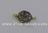 NGC5605 15mm - 16mm coin plated druzy quartz connectors wholesale