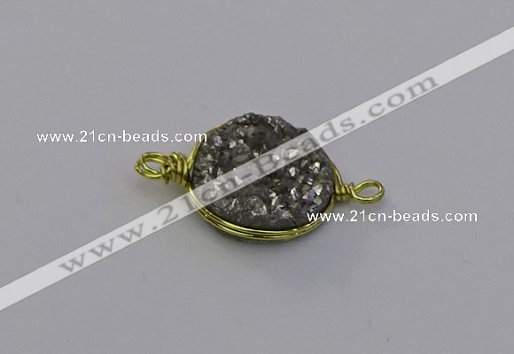 NGC5605 15mm - 16mm coin plated druzy quartz connectors wholesale