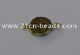 NGC5606 15mm - 16mm coin plated druzy quartz connectors wholesale