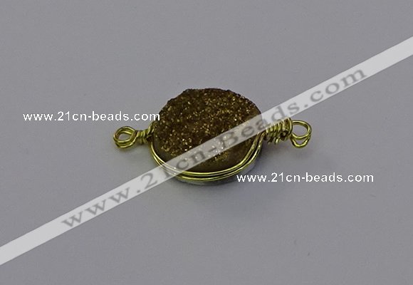 NGC5606 15mm - 16mm coin plated druzy quartz connectors wholesale