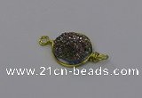 NGC5608 15mm - 16mm coin plated druzy quartz connectors wholesale