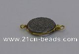 NGC5616 15*20mm oval plated druzy quartz connectors wholesale